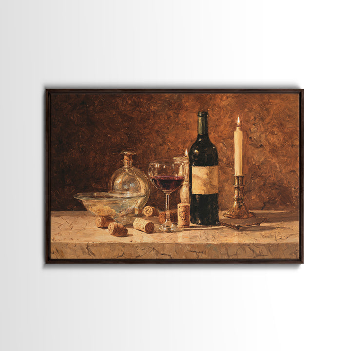 Corks Arranged as Geometric Pattern Framed Canvas Print, Winery Art, Retro Wall Art, Winery Decor, Abstract Art, Vineyard, WIN-3x2-46