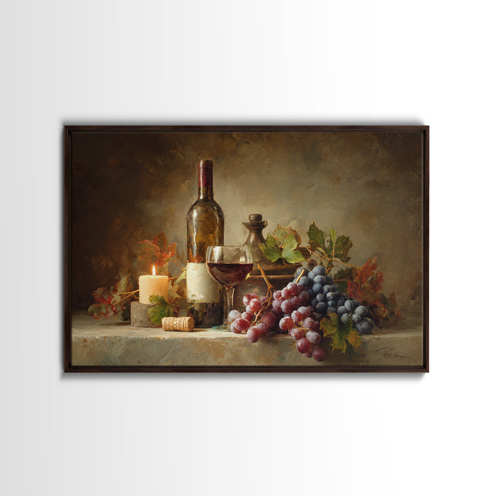 Olive Branch and Wine Glass Mediterranean Still Canvas Print, Winery Art, Landscape Art, Winery Decor, Fine Art, Vineyard, WIN-3x2-52