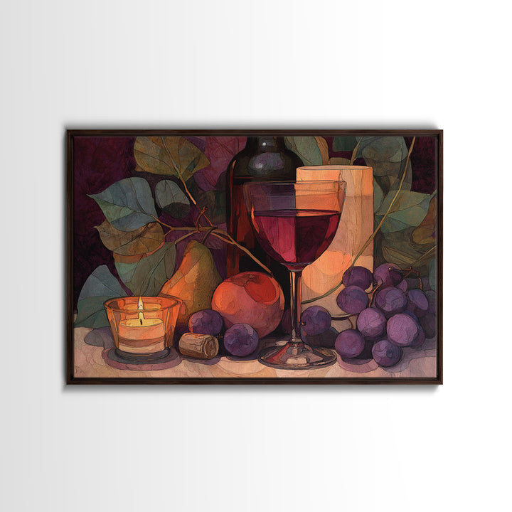 Red Wine Swirl Abstract Framed Canvas Print, Winery Art, Art Print, Winery Decor, Fine Art, Vineyard, Watercolor Painting, WIN-3x2-59