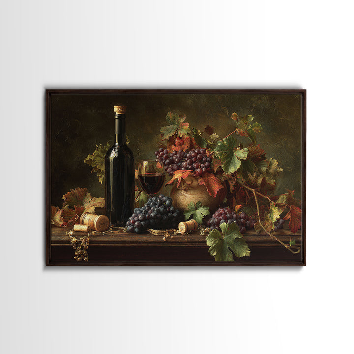 Vine Leaves Turning Autumn Red and Gold Framed Canvas Print, Winery Art, Preppy Wall Art, Winery Decor, Fine Art, Vineyard, WIN-3x2-63