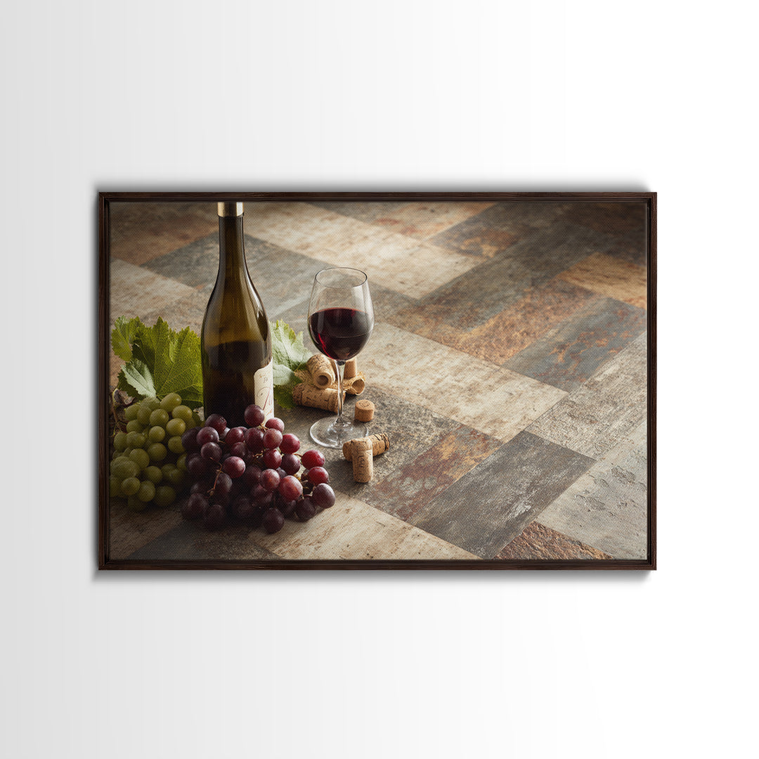 Corks Arranged as Geometric Pattern Framed Canvas Print, Winery Art, Retro Wall Art, Winery Decor, Abstract Art, Vineyard, WIN-3x2-70