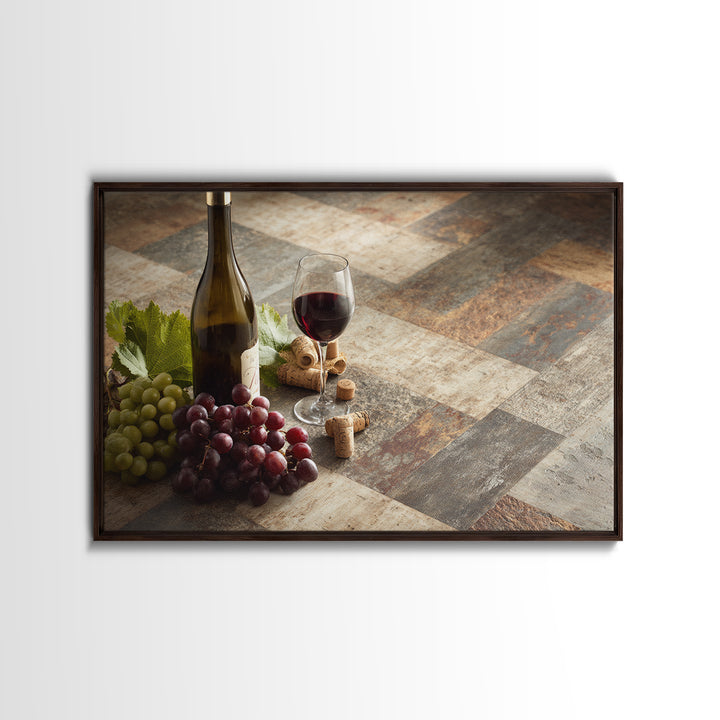 Corks Arranged as Geometric Pattern Framed Canvas Print, Winery Art, Retro Wall Art, Winery Decor, Abstract Art, Vineyard, WIN-3x2-70