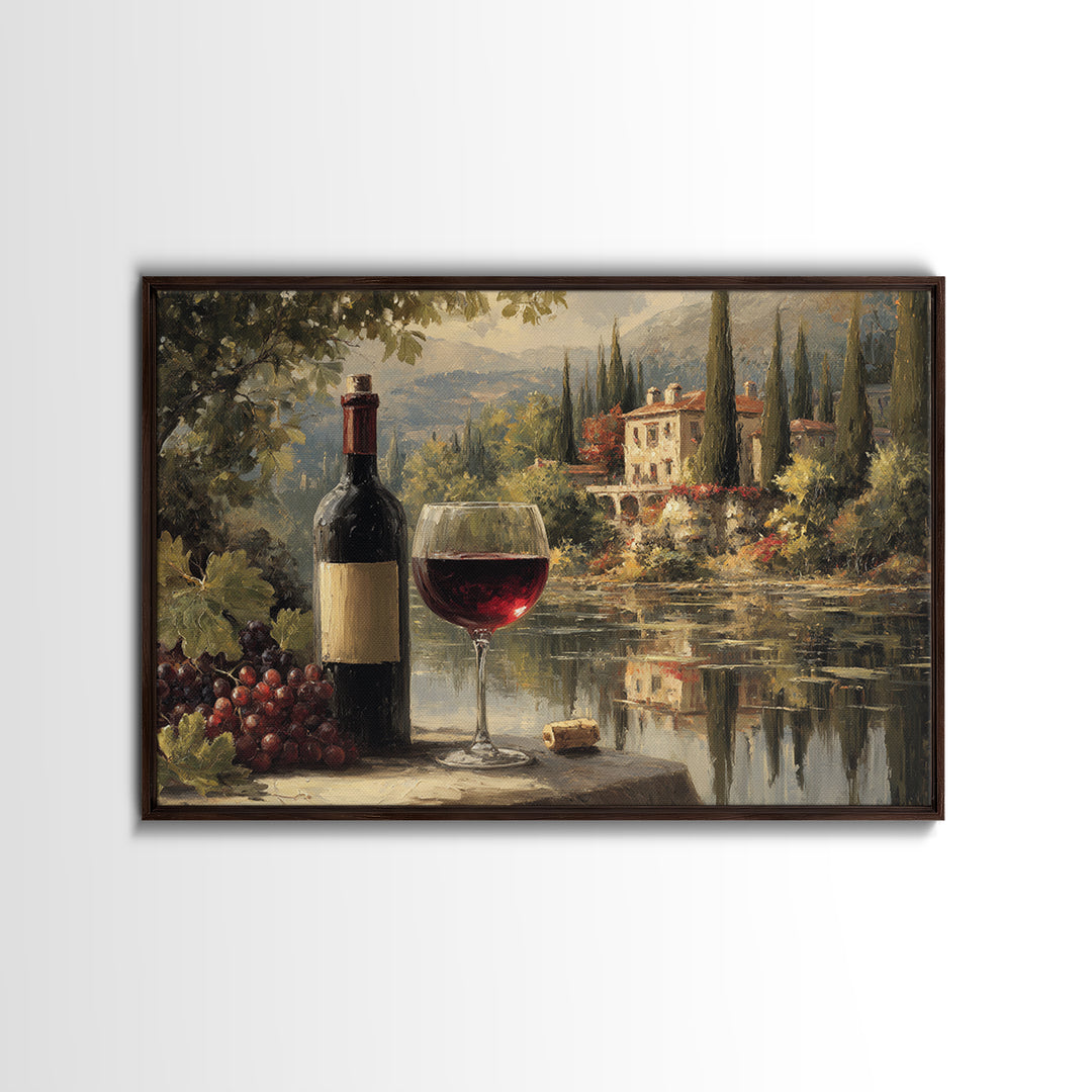 Italian Villa Vineyard Landscape Canvas Print, Winery Art, Contemporary Art, Winery Decor, Fine Art, Vineyard, Kitchen Decor, WIN-3x2-72