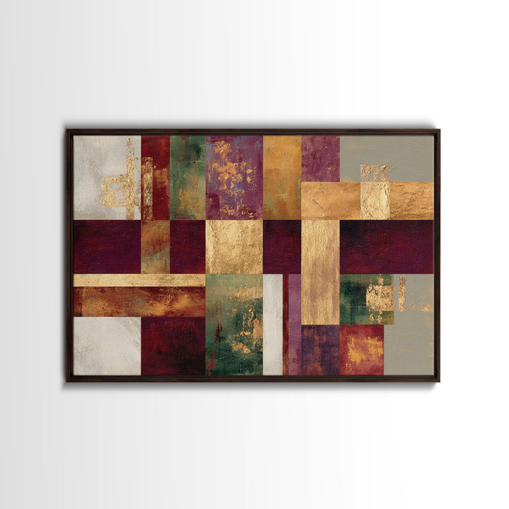 Burgundy Abstract with Gold Accents Framed Canvas Print, Winery Art, Artwork, Winery Decor, Abstract Art, Vineyard, Bar Decor, WIN-3x2-99