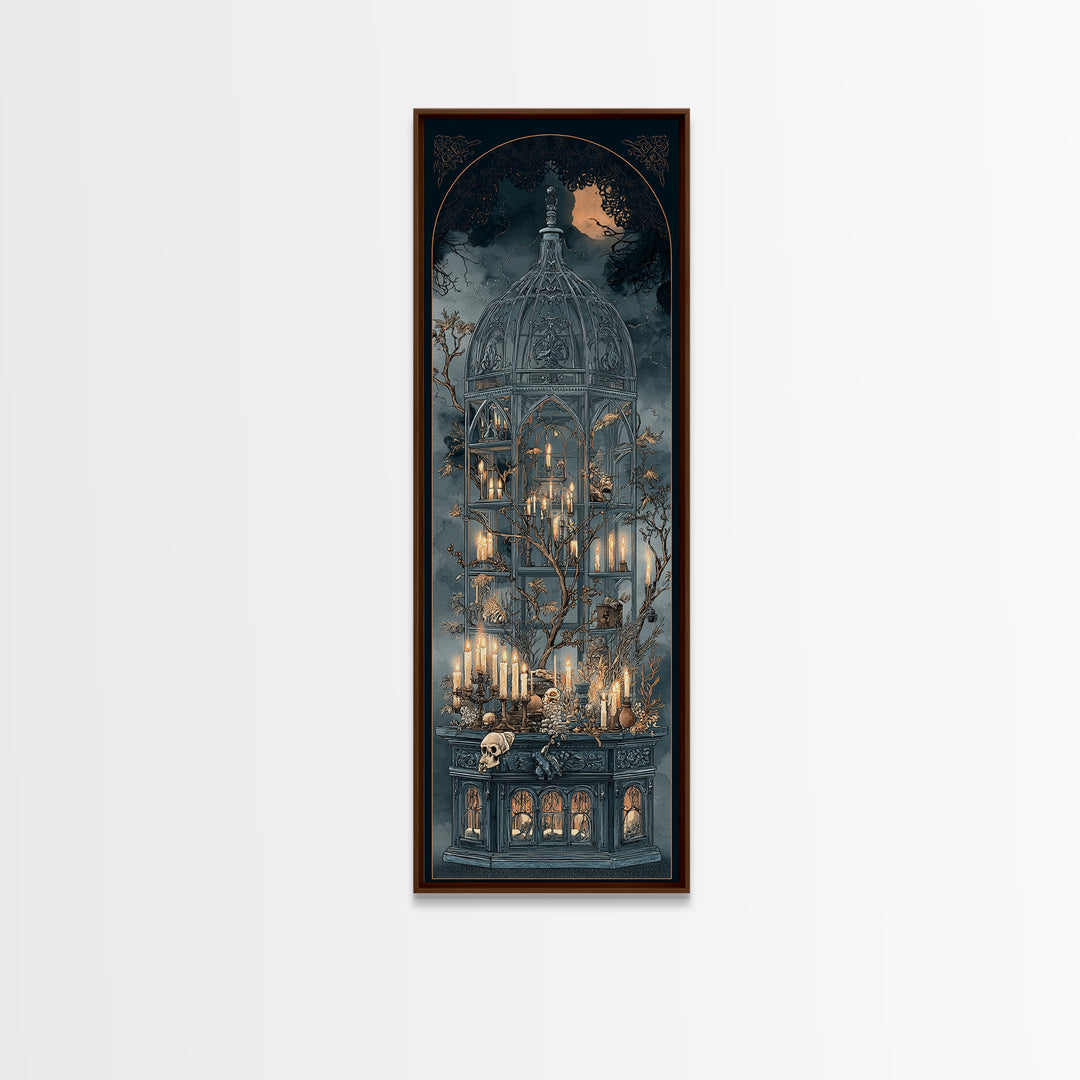 The Black Lace Haunted Conservatory - Occult Still Life, Dark Fantasy Wall Art, Tall Narrow Wall Art, Canvas Print, Halloween Home Decor