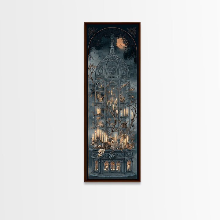 The Black Lace Haunted Conservatory - Occult Still Life, Dark Fantasy Wall Art, Tall Narrow Wall Art, Canvas Print, Halloween Home Decor