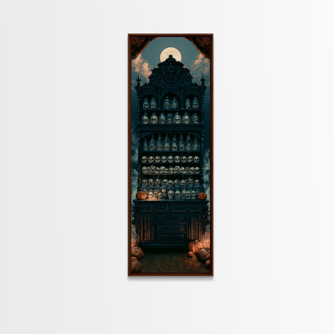 The Candlelit Skull Apothecary - Icon Portrait, Occult Wall Decor, Tall Narrow Wall Art, Canvas Print, Halloween Home Decor, Gothic Wall Art