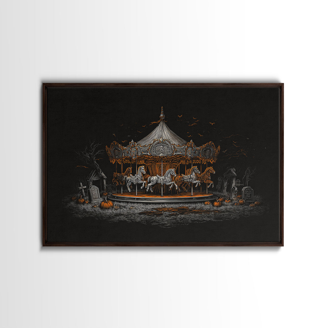 The Graveyard Carousel - Icon Portrait, Gothic Home Decor, Landscape Wall Art, Canvas Print, Halloween Home Decor, Gothic Wall Art