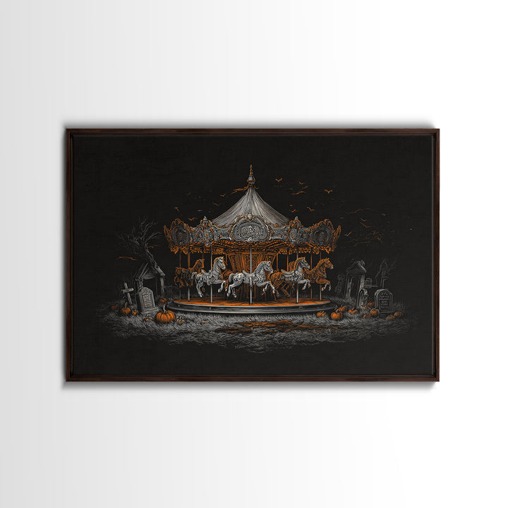 The Graveyard Carousel - Icon Portrait, Gothic Home Decor, Landscape Wall Art, Canvas Print, Halloween Home Decor, Gothic Wall Art