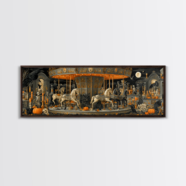 The Graveyard Carousel - Occult Still Life, Gothic Home Decor, Extra Wide Wall Art, Canvas Print, Halloween Home Decor, Gothic Wall Art