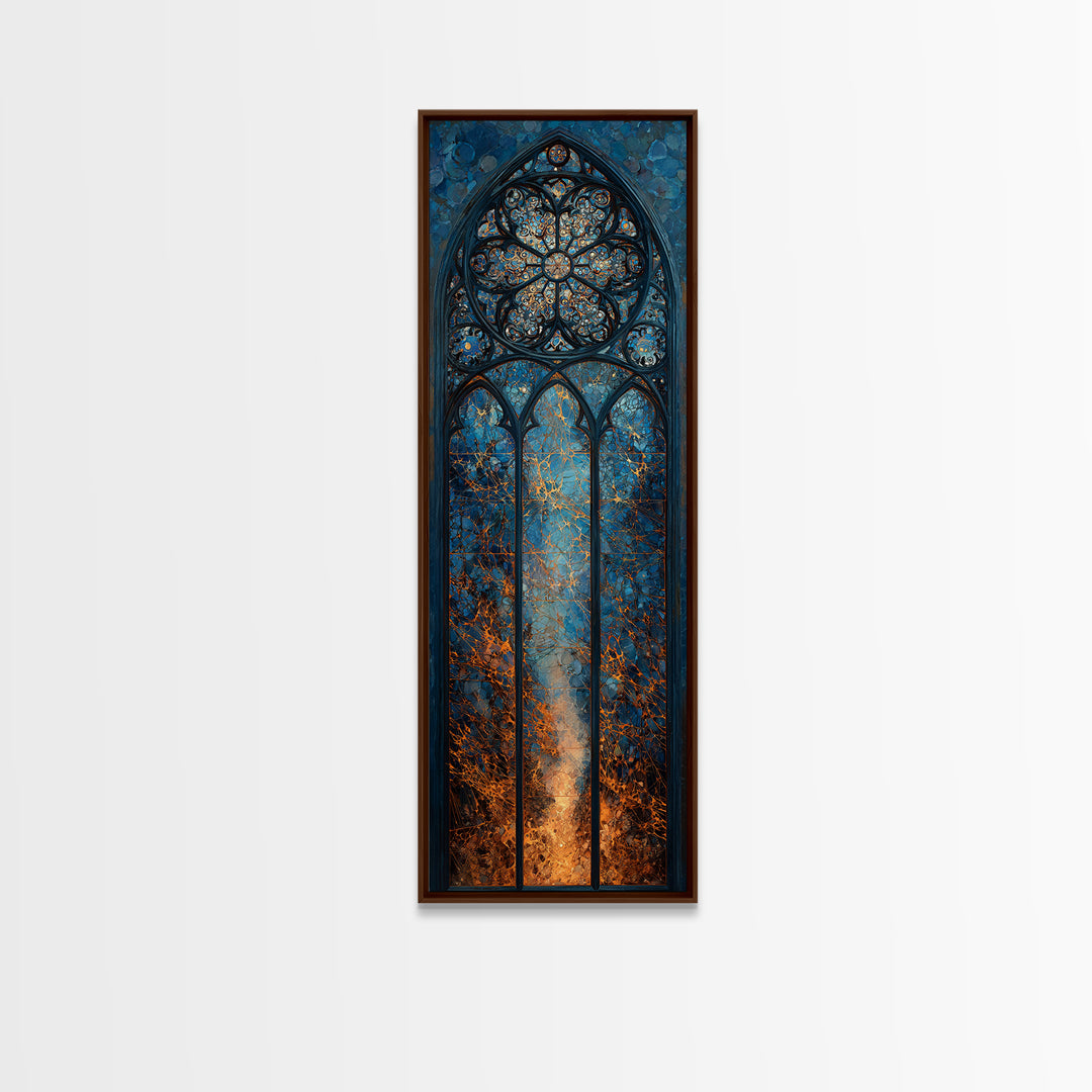 The Spiderweb Cathedral Window - Procession Scene, Dark Fantasy Wall Art, Tall Narrow Wall Art, Canvas Print, Halloween Home Decor