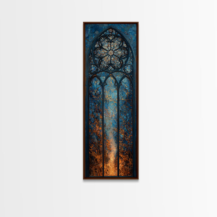 The Spiderweb Cathedral Window - Procession Scene, Dark Fantasy Wall Art, Tall Narrow Wall Art, Canvas Print, Halloween Home Decor
