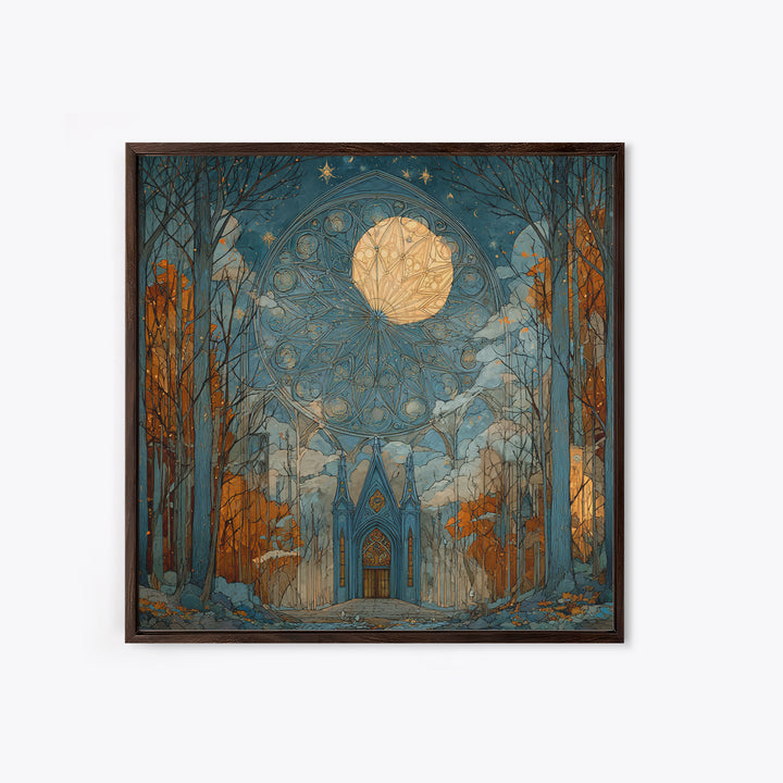 The Spiderweb Cathedral Window - Surreal Celestial Vision, Dark Fantasy Wall Art, Square Wall Art, Canvas Print, Halloween Home Decor