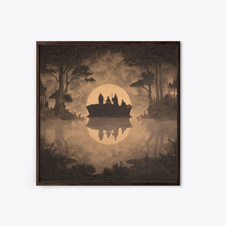 The Floating Coffin Garden - Icon Portrait, Gothic Home Decor, Square Wall Art, Canvas Print, Halloween Home Decor, Gothic Wall Art