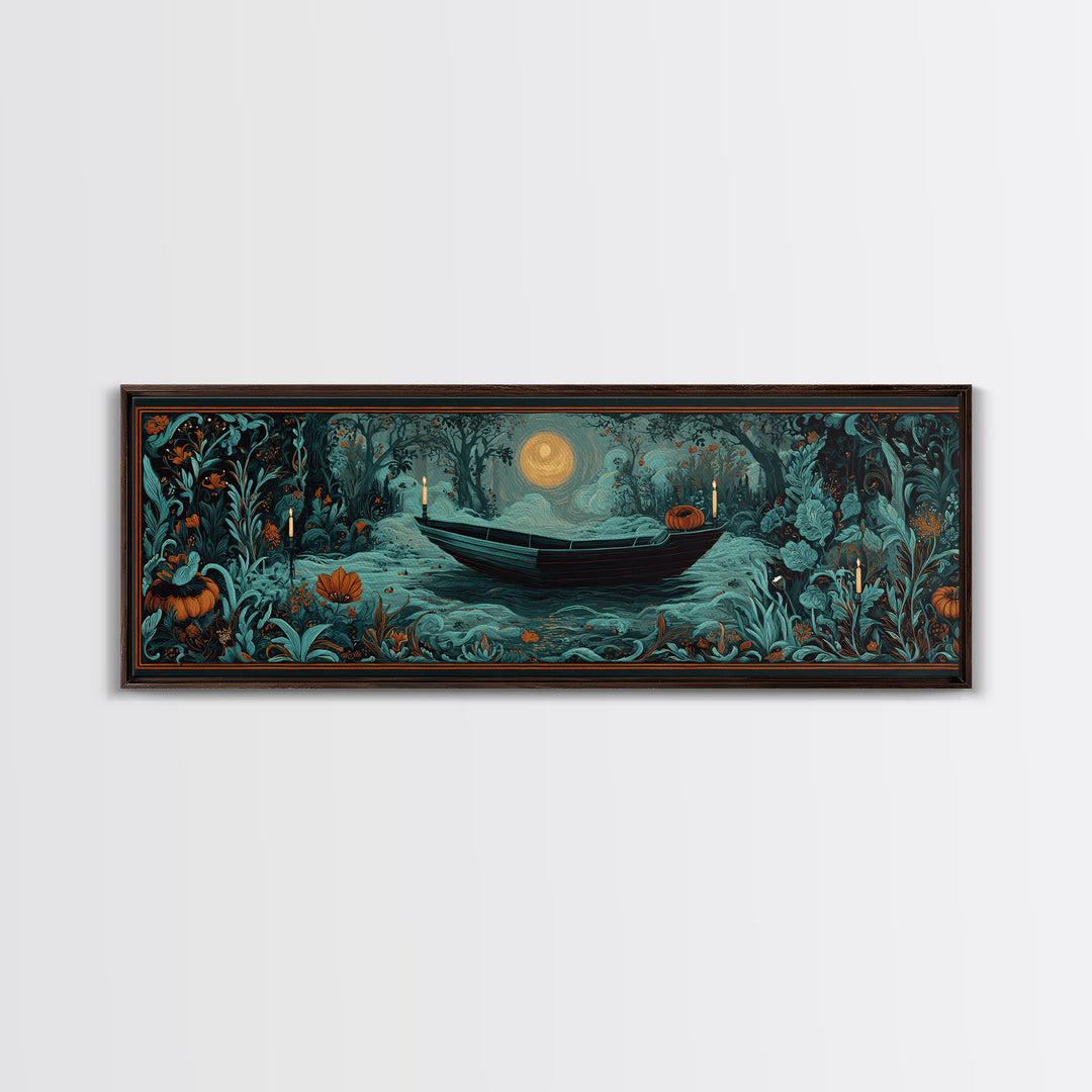 The Floating Coffin Garden - Icon Portrait, Gothic Home Decor, Extra Wide Wall Art, Canvas Print, Halloween Home Decor, Gothic Wall Art