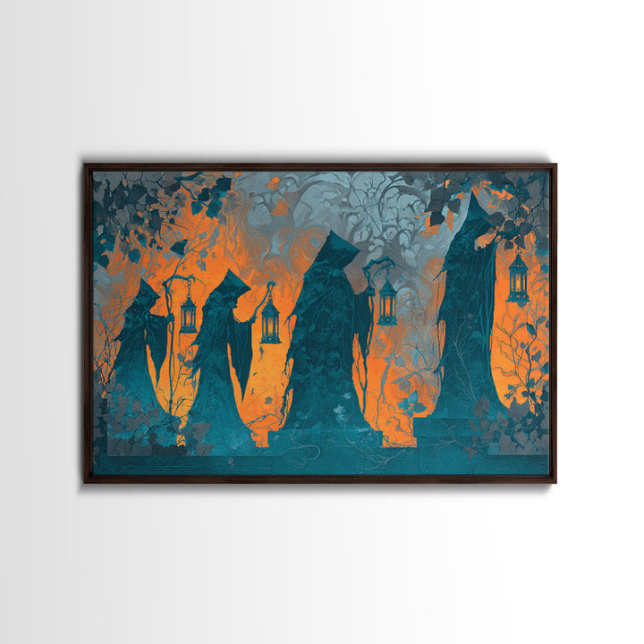 The Autumn Reaper Parade - Icon Portrait, Occult Wall Decor, Landscape Wall Art, Canvas Print, Halloween Home Decor, Gothic Wall Art