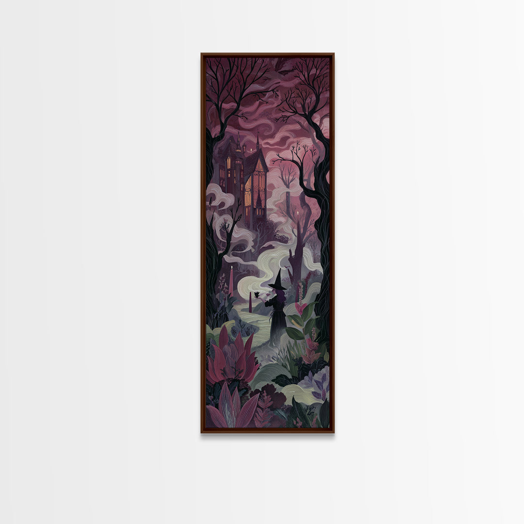 The Witch Queen Greenhouse - Environmental Panorama, Occult Wall Decor, Tall Narrow Wall Art, Canvas Print, Halloween Home Decor