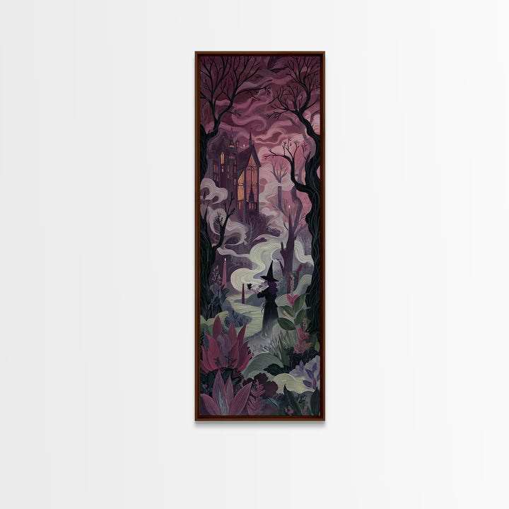 The Witch Queen Greenhouse - Environmental Panorama, Occult Wall Decor, Tall Narrow Wall Art, Canvas Print, Halloween Home Decor