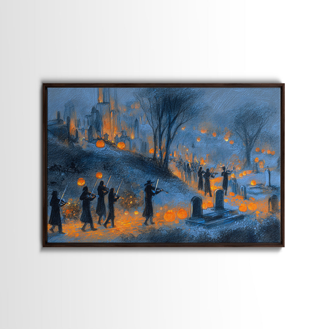 The Ghostly Violin Procession - Environmental Panorama, Gothic Home Decor, Landscape Wall Art, Canvas Print, Halloween Home Decor