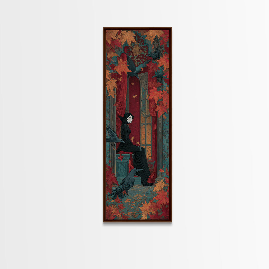 The Velvet Vampire Conservatory - Icon Portrait, Gothic Home Decor, Tall Narrow Wall Art, Canvas Print, Halloween Home Decor