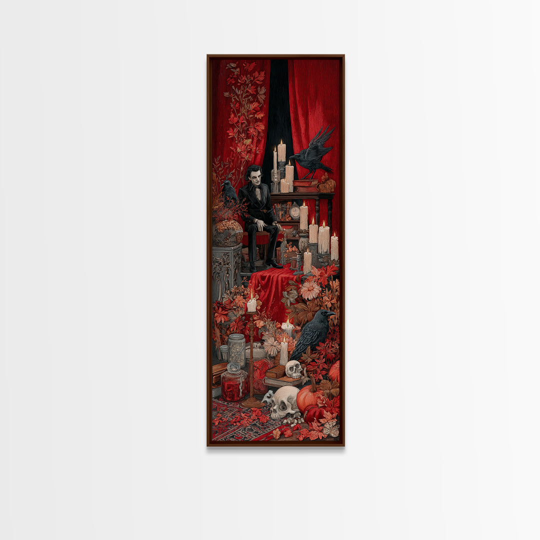 The Velvet Vampire Conservatory - Occult Still Life, Occult Wall Decor, Tall Narrow Wall Art, Canvas Print, Halloween Home Decor
