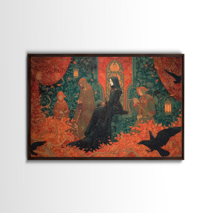 The Velvet Vampire Conservatory - Procession Scene, Occult Wall Decor, Landscape Wall Art, Canvas Print, Halloween Home Decor