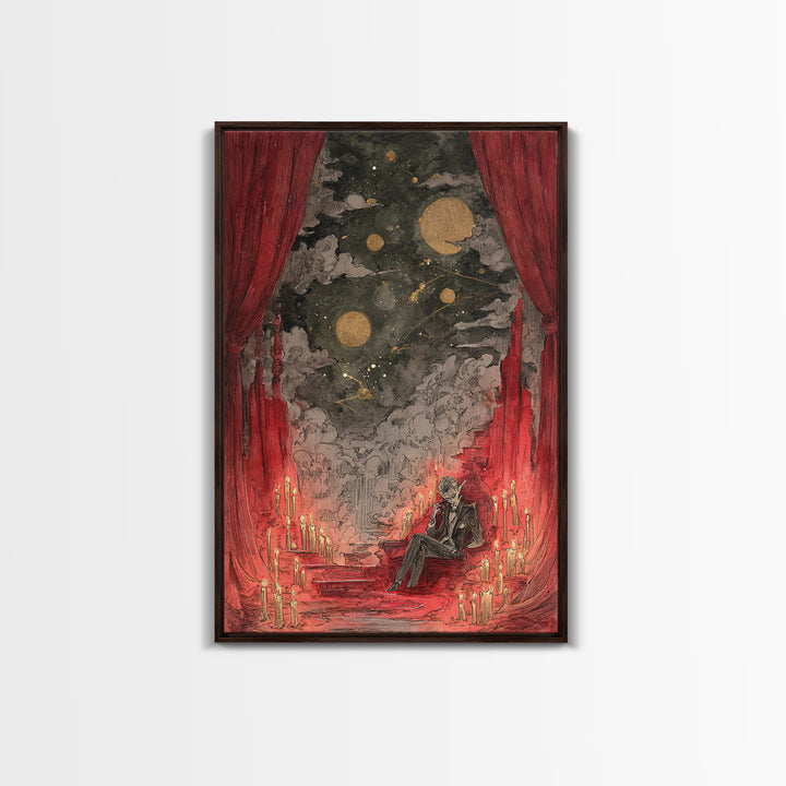 The Velvet Vampire Conservatory - Surreal Celestial Vision, Dark Fantasy Wall Art, Vertical Wall Art, Canvas Print, Halloween Home Decor