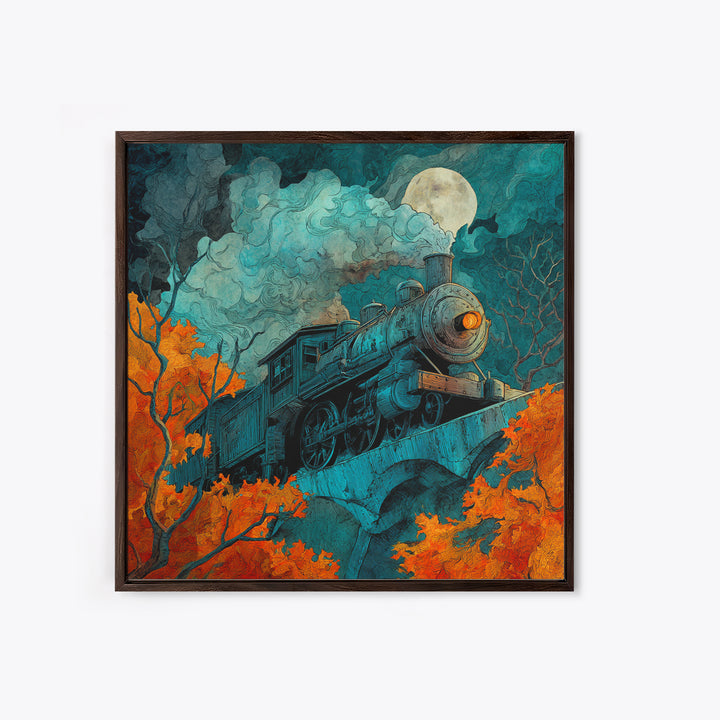 The Phantom Train Of October - Icon Portrait, Gothic Home Decor, Square Wall Art, Canvas Print, Halloween Home Decor, Gothic Wall Art
