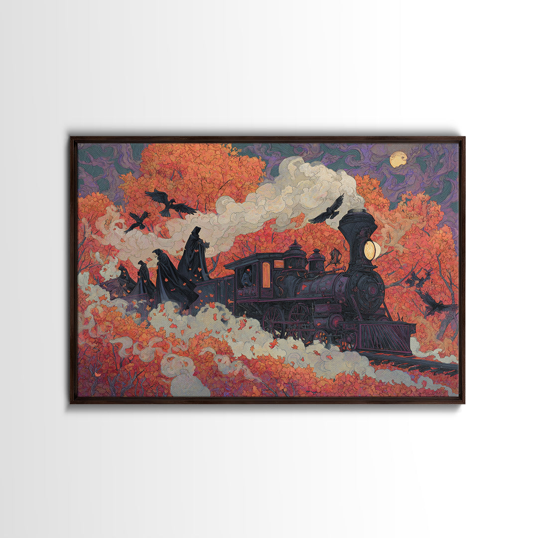 The Phantom Train Of October - Procession Scene, Gothic Home Decor, Landscape Wall Art, Canvas Print, Halloween Home Decor, Gothic Wall Art