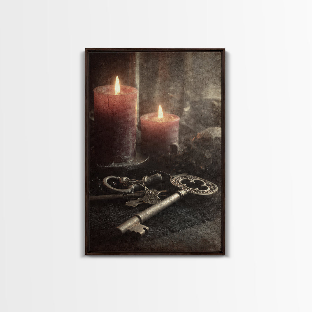 The Bone Key Still Life - Icon Portrait, Occult Wall Decor, Vertical Wall Art, Canvas Print, Halloween Home Decor, Gothic Wall Art