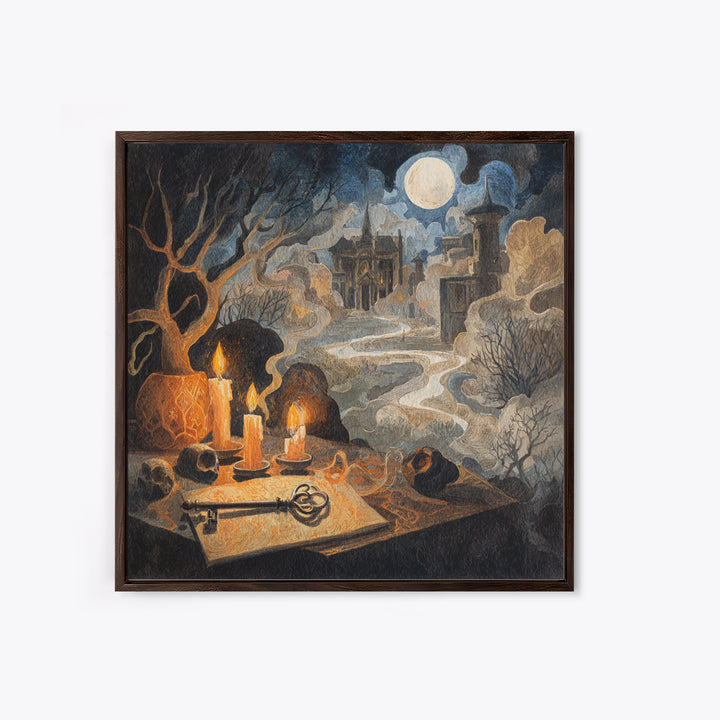 The Bone Key Still Life - Environmental Panorama, Gothic Home Decor, Square Wall Art, Canvas Print, Halloween Home Decor, Gothic Wall Art