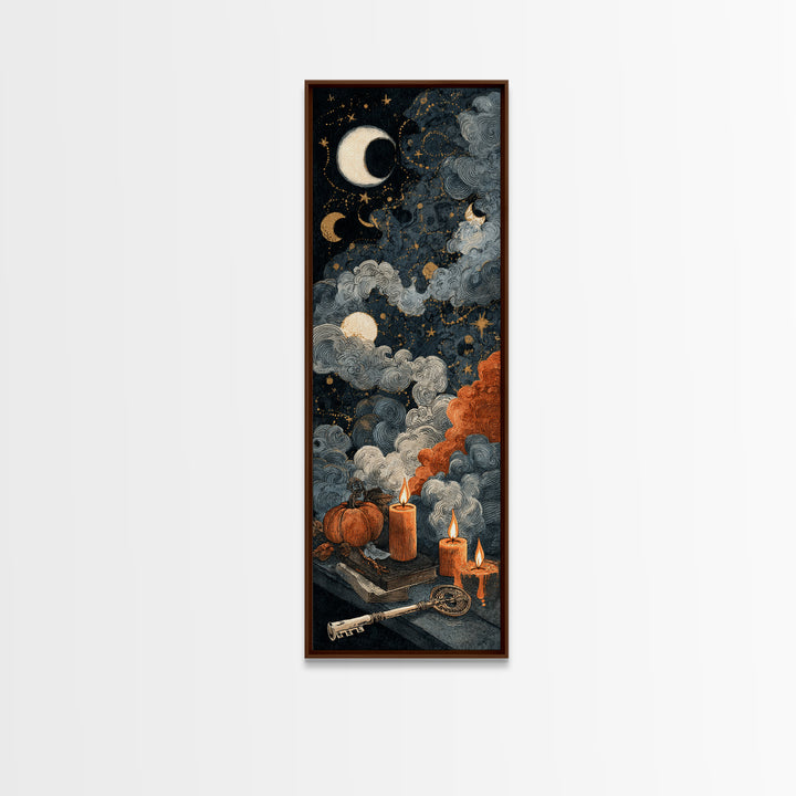 The Bone Key Still Life - Surreal Celestial Vision, Gothic Home Decor, Tall Narrow Wall Art, Canvas Print, Halloween Home Decor