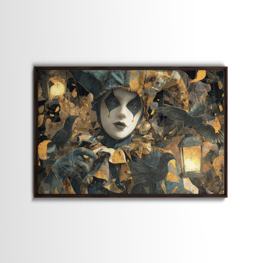 The Haunted Harlequin Doll - Procession Scene, Dark Fantasy Wall Art, Landscape Wall Art, Canvas Print, Halloween Home Decor
