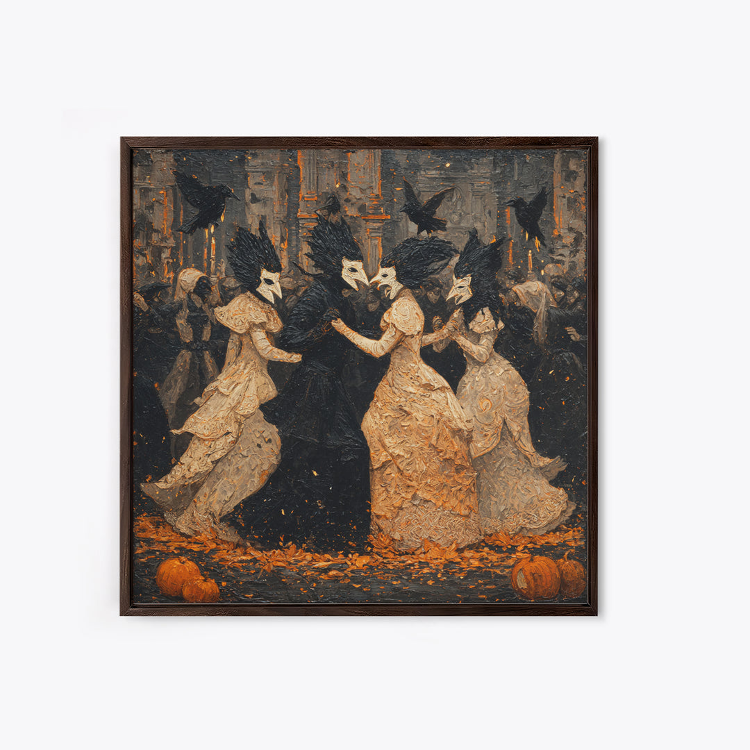 The Raven-Masked Ballroom - Icon Portrait, Gothic Home Decor, Square Wall Art, Canvas Print, Halloween Home Decor, Gothic Wall Art