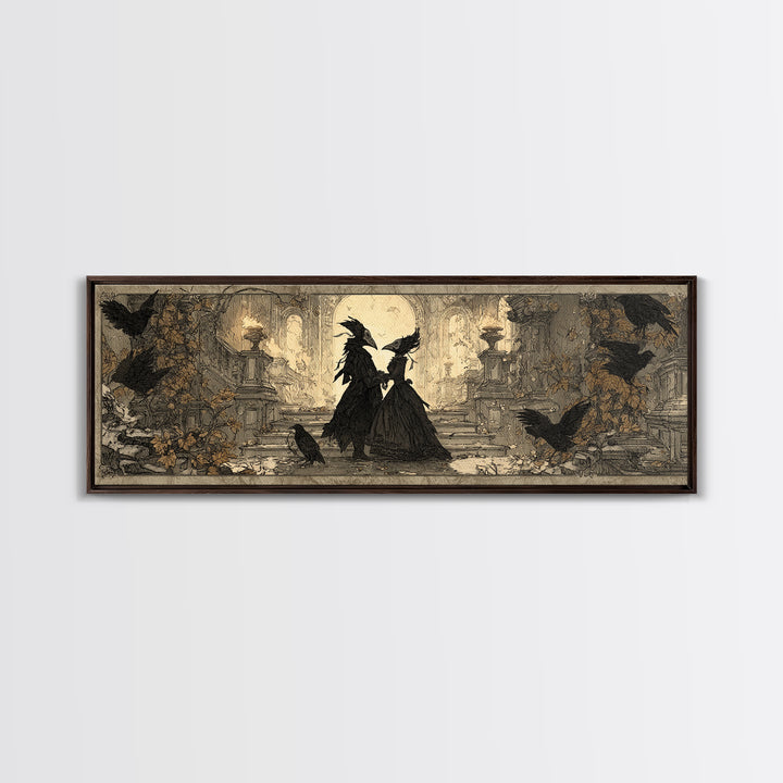 The Raven-Masked Ballroom - Icon Portrait, Gothic Home Decor, Extra Wide Wall Art, Canvas Print, Halloween Home Decor, Gothic Wall Art