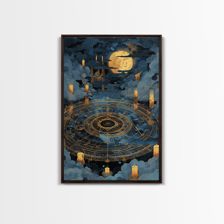 The Cursed Astrolabe - Icon Portrait, Spooky Wall Decor, Vertical Wall Art, Framed Canvas Print, Halloween Home Decor, Gothic Wall Art