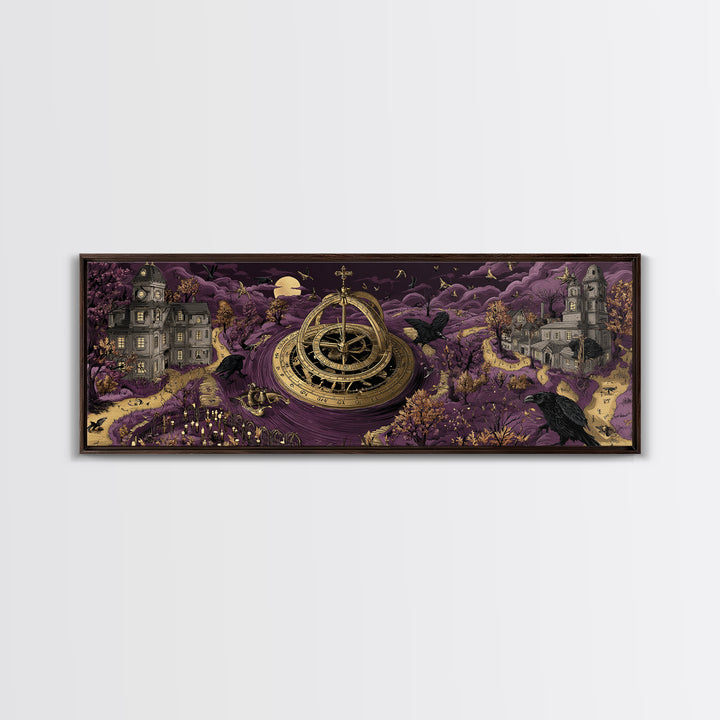 The Cursed Astrolabe - Environmental Panorama, Occult Wall Decor, Extra Wide Wall Art, Canvas Print, Halloween Home Decor, Gothic Wall Art