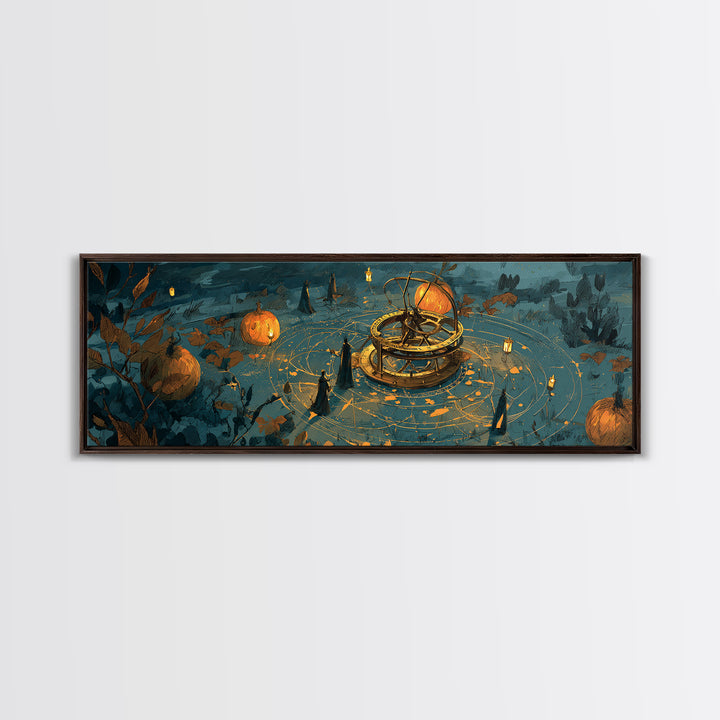 The Cursed Astrolabe - Procession Scene, Occult Wall Decor, Extra Wide Wall Art, Canvas Print, Halloween Home Decor, Gothic Wall Art