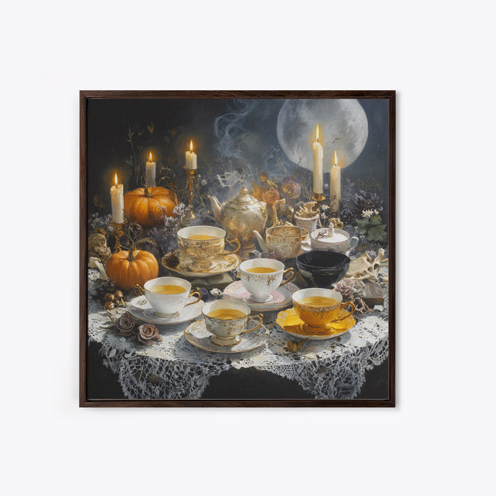The Haunted Teacup Seance - Occult Still Life, Gothic Home Decor, Square Wall Art, Canvas Print, Halloween Home Decor, Gothic Wall Art