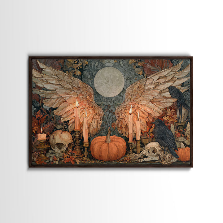 The Pumpkin-Winged Angel - Occult Still Life, Occult Wall Decor, Landscape Wall Art, Canvas Print, Halloween Home Decor, Gothic Wall Art
