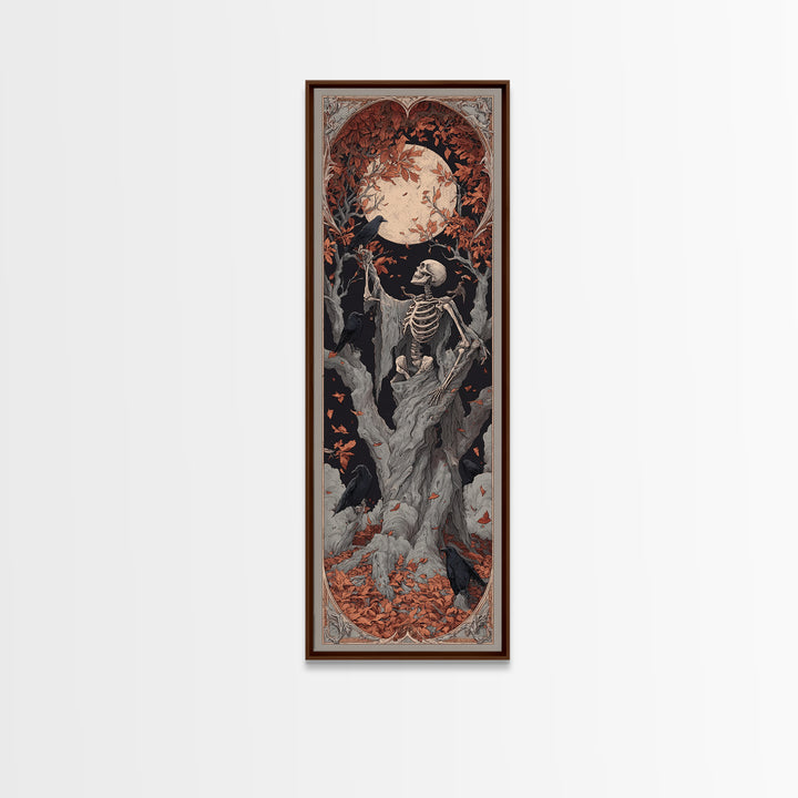The Skeleton Cartographer - Icon Portrait, Occult Wall Decor, Tall Narrow Wall Art, Canvas Print, Halloween Home Decor, Gothic Wall Art