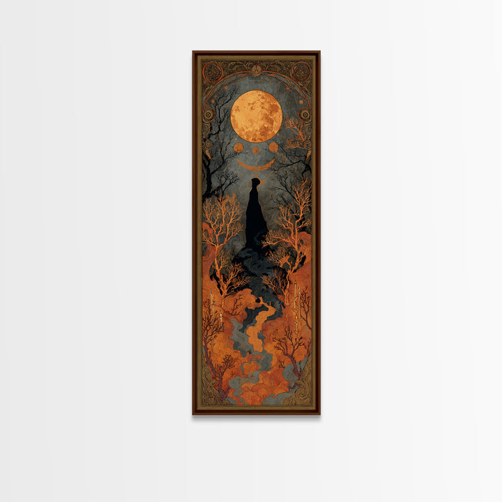 The Witch Astronomical Cabinet - Icon Portrait, Spooky Wall Decor, Tall Narrow Wall Art, Framed Canvas Print, Halloween Home Decor