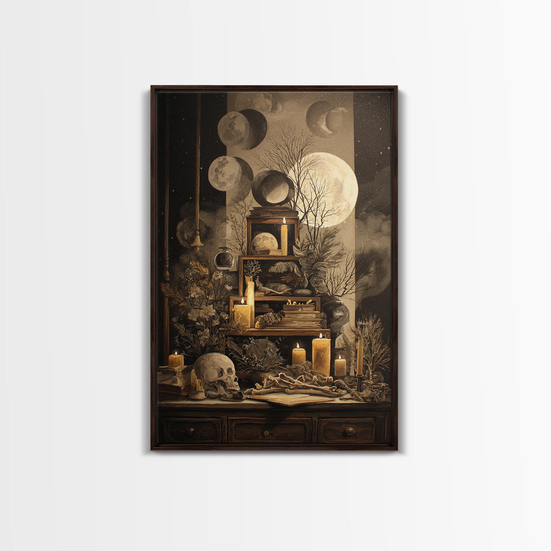 The Witch Astronomical Cabinet - Occult Still Life, Gothic Home Decor, Vertical Wall Art, Canvas Print, Halloween Home Decor