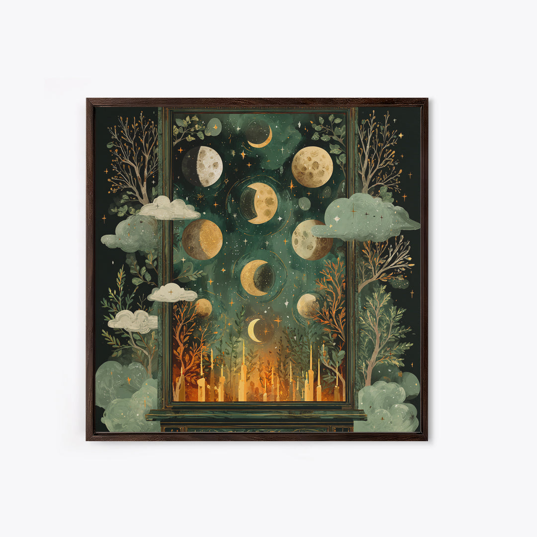The Witch Astronomical Cabinet - Surreal Celestial Vision, Dark Fantasy Wall Art, Square Wall Art, Canvas Print, Halloween Home Decor