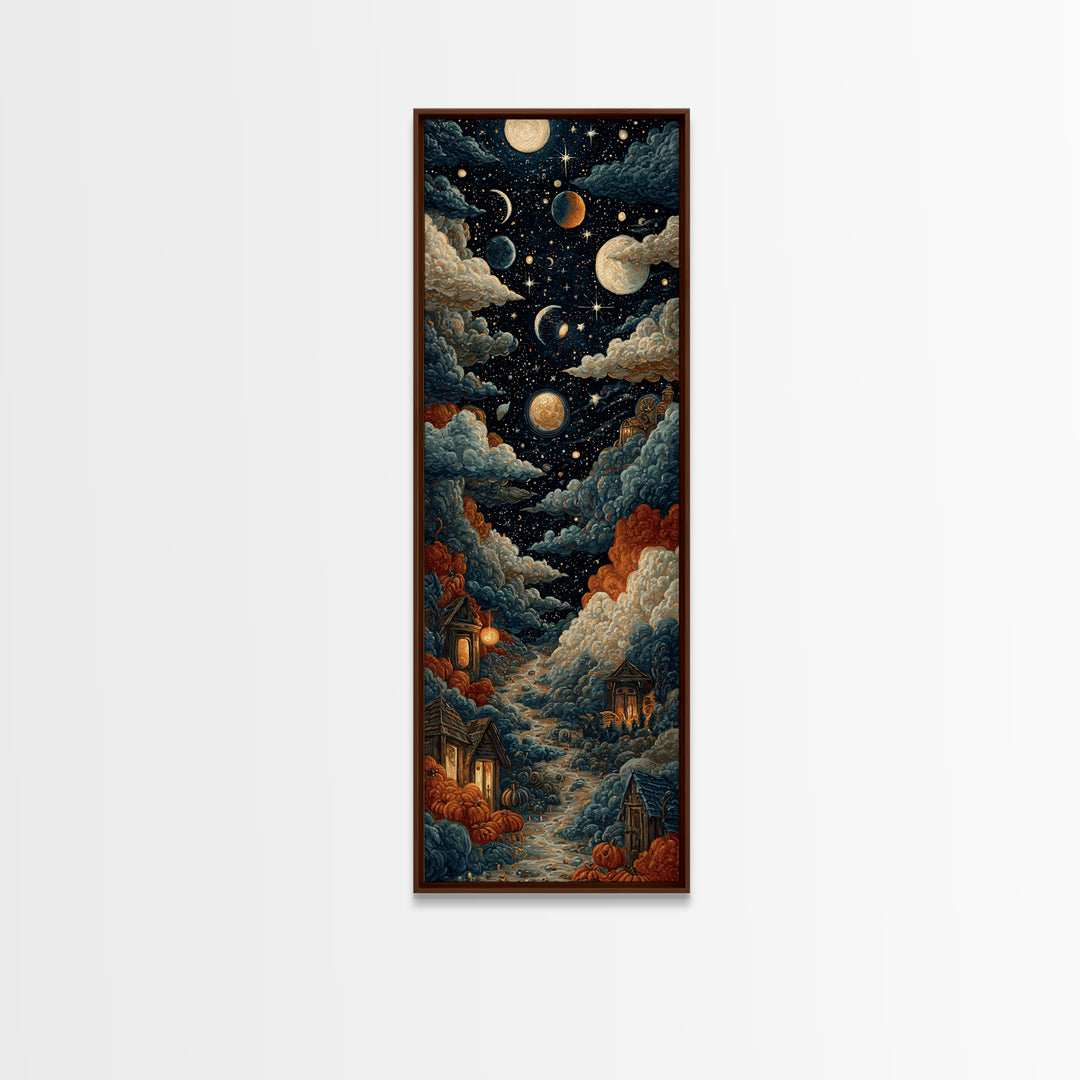 The Witch Astronomical Cabinet - Surreal Celestial Vision, Spooky Wall Decor, Tall Narrow Wall Art, Framed Canvas Print, Gothic Wall Art