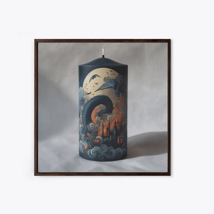 The Candle Smoke Dragon - Icon Portrait, Gothic Home Decor, Square Wall Art, Canvas Print, Halloween Home Decor, Gothic Wall Art