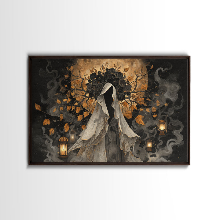 The Mourning Moth Halo - Procession Scene, Dark Fantasy Wall Art, Landscape Wall Art, Canvas Print, Halloween Home Decor, Gothic Wall Art