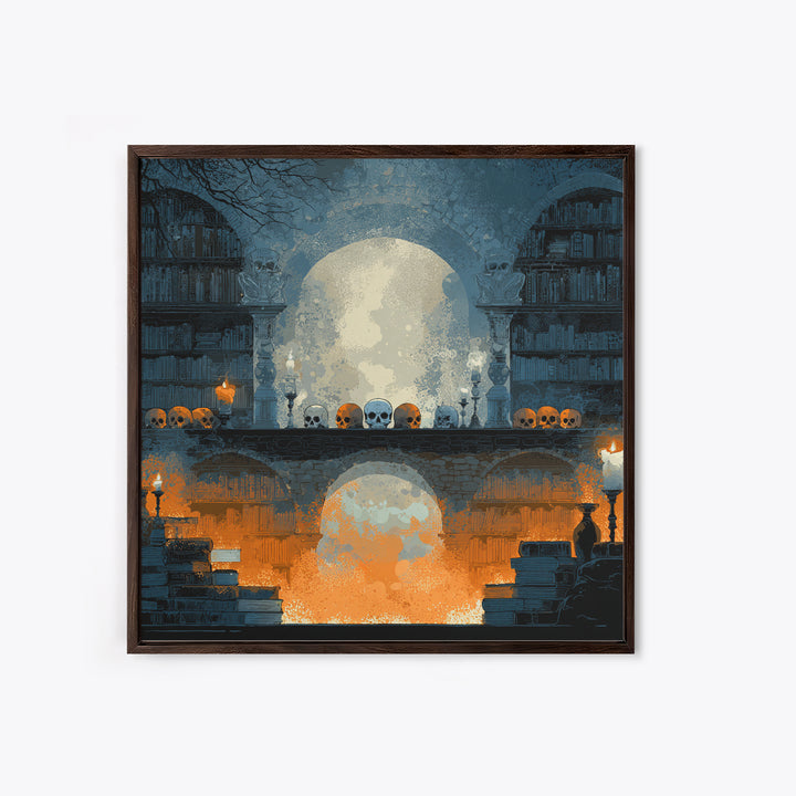The Catacomb Library - Icon Portrait, Dark Fantasy Wall Art, Square Wall Art, Canvas Print, Halloween Home Decor, Gothic Wall Art
