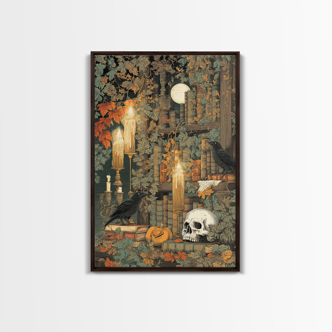 The Catacomb Library - Occult Still Life, Dark Fantasy Wall Art, Vertical Wall Art, Canvas Print, Halloween Home Decor, Gothic Wall Art
