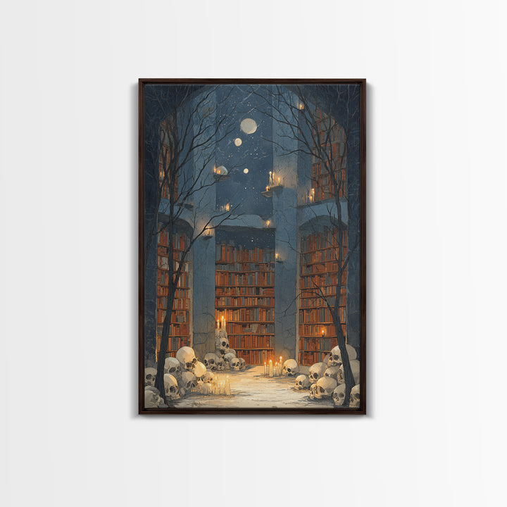 The Catacomb Library - Surreal Celestial Vision, Dark Fantasy Wall Art, Vertical Wall Art, Canvas Print, Halloween Home Decor